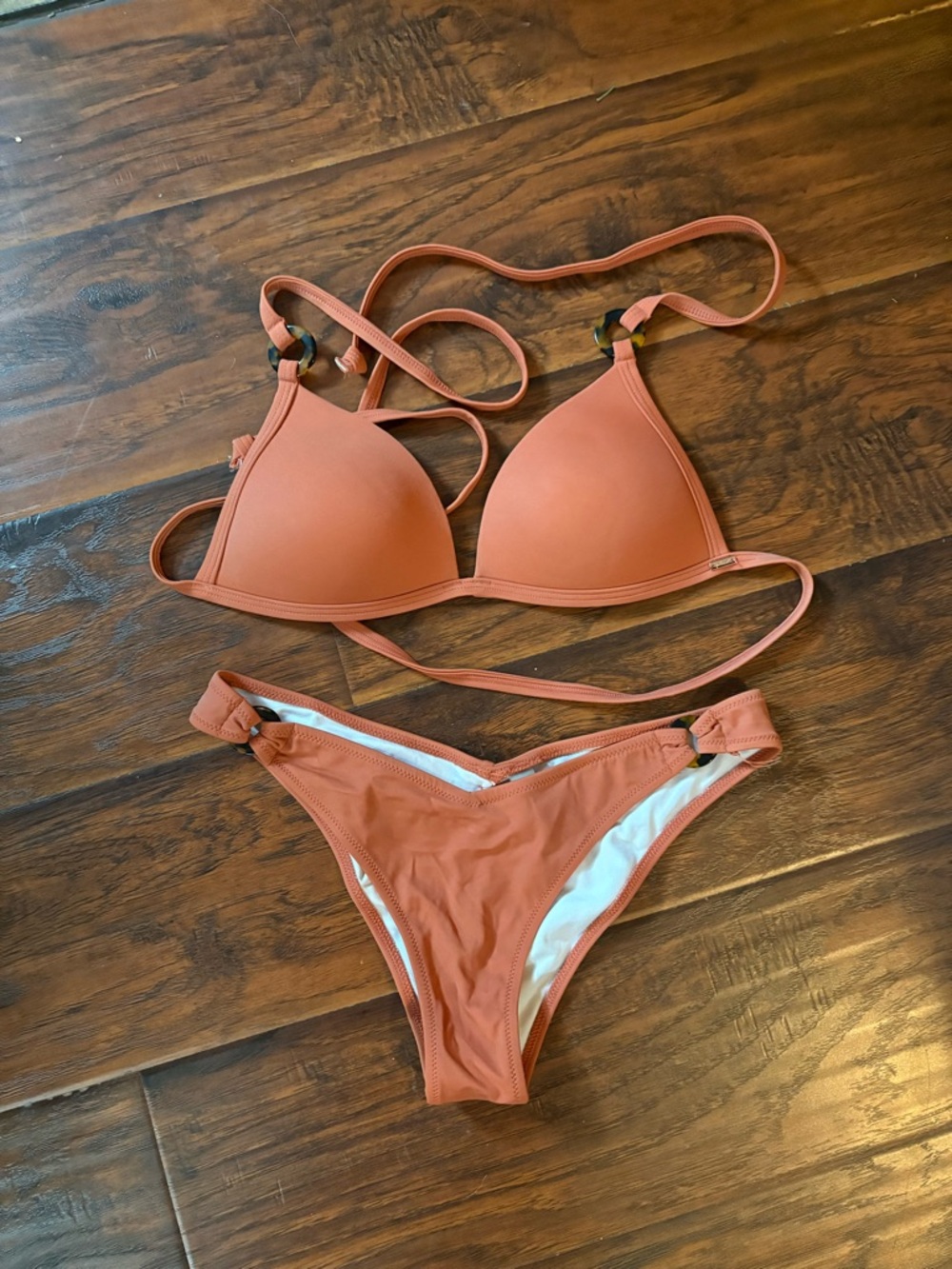 PINK Victoria's Secret Rust Orange Triangle Bikini Set NWOT